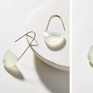 Anthropologie Pale Mint Glass Crescent Drop Earrings